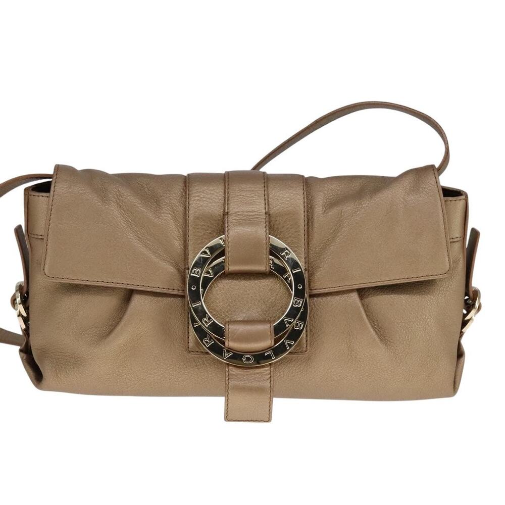 Bvlgari Leather Chandra Shoulder Bag Bronze